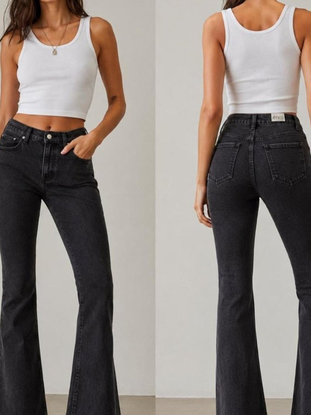 Etica Nina High Rise Flare Jeans Size 31 NWT Black Creek Faded Rigid 100% Cotton